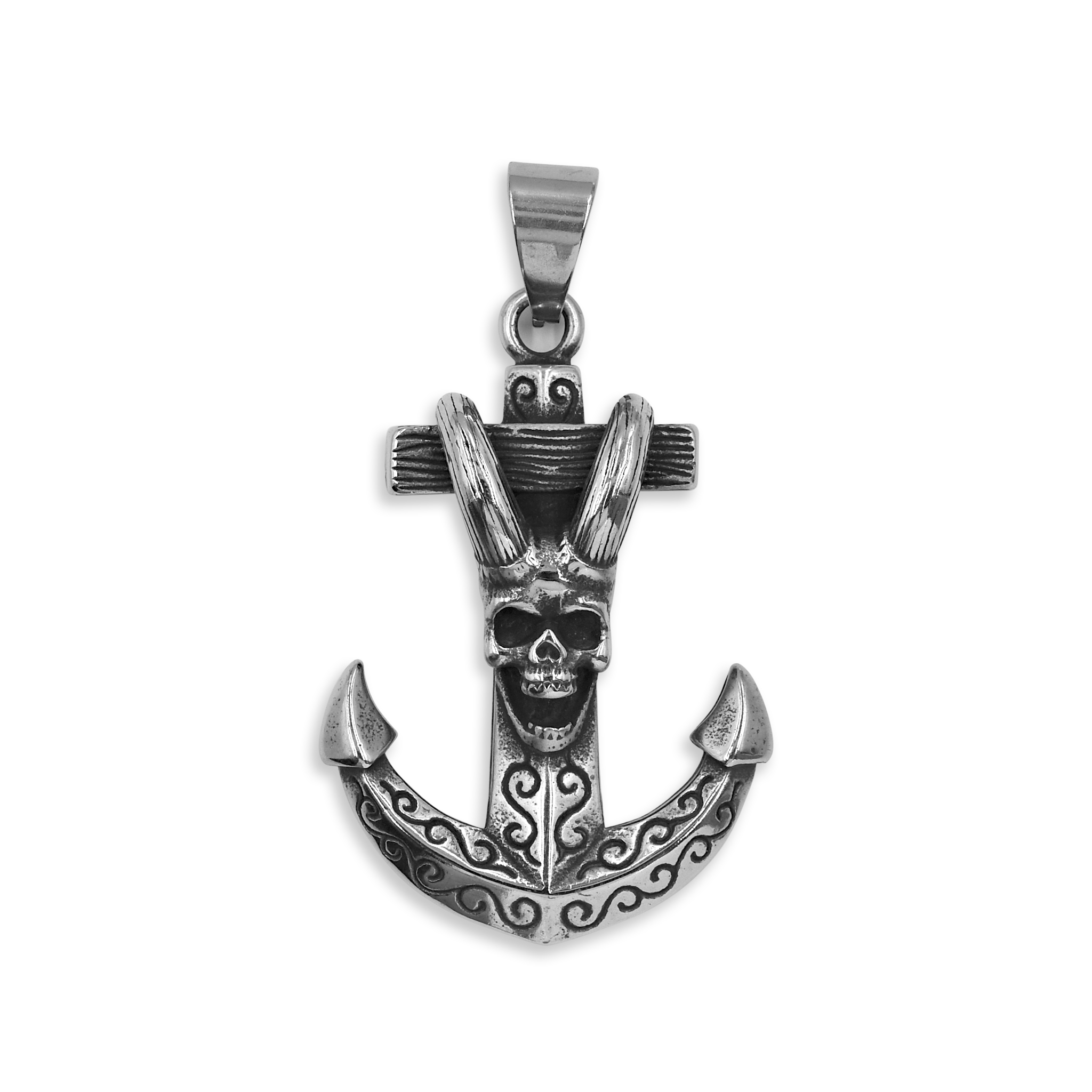 Edelstahlanhänger "Anker/Totenkopf"