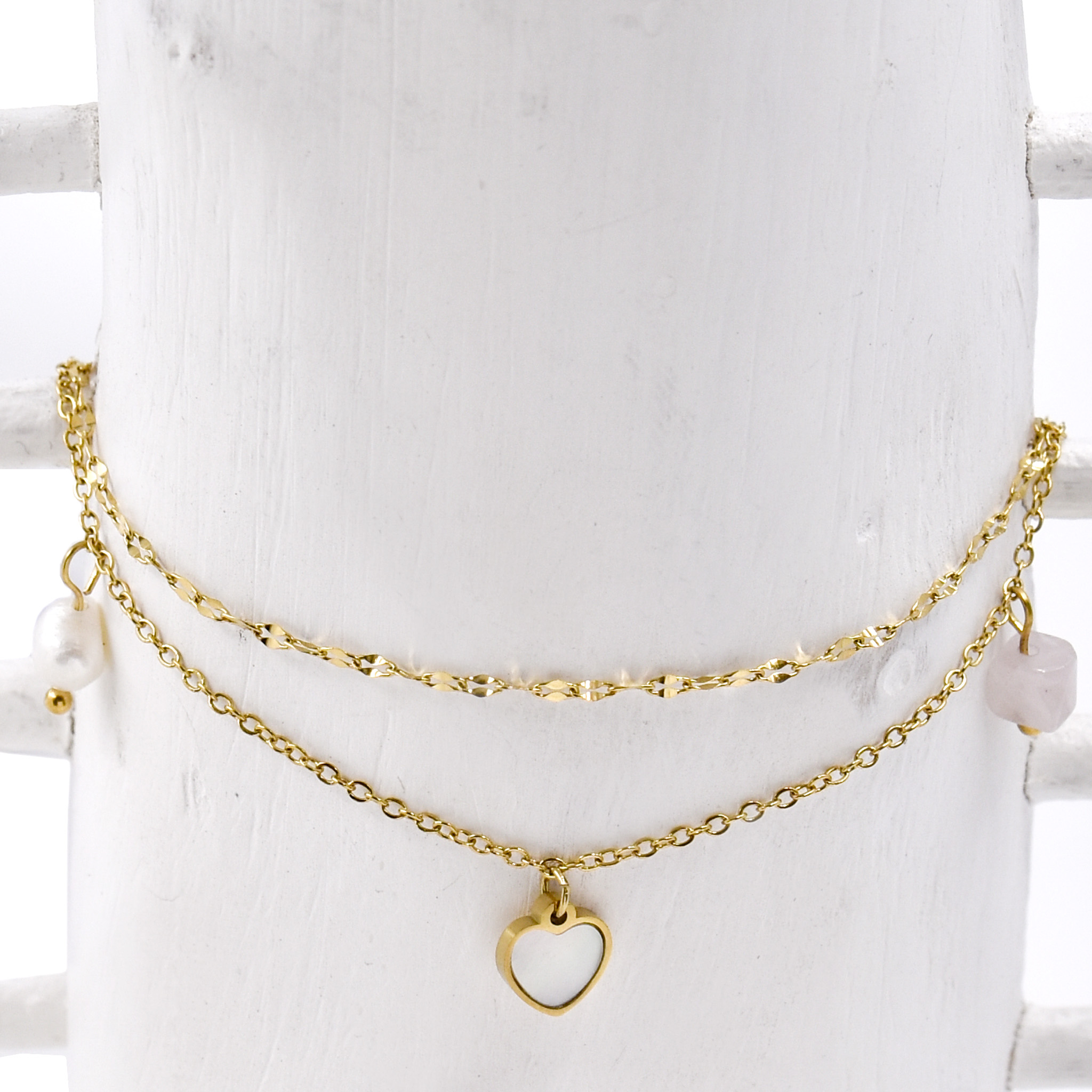 Edelstahl Fußkette "Herz"