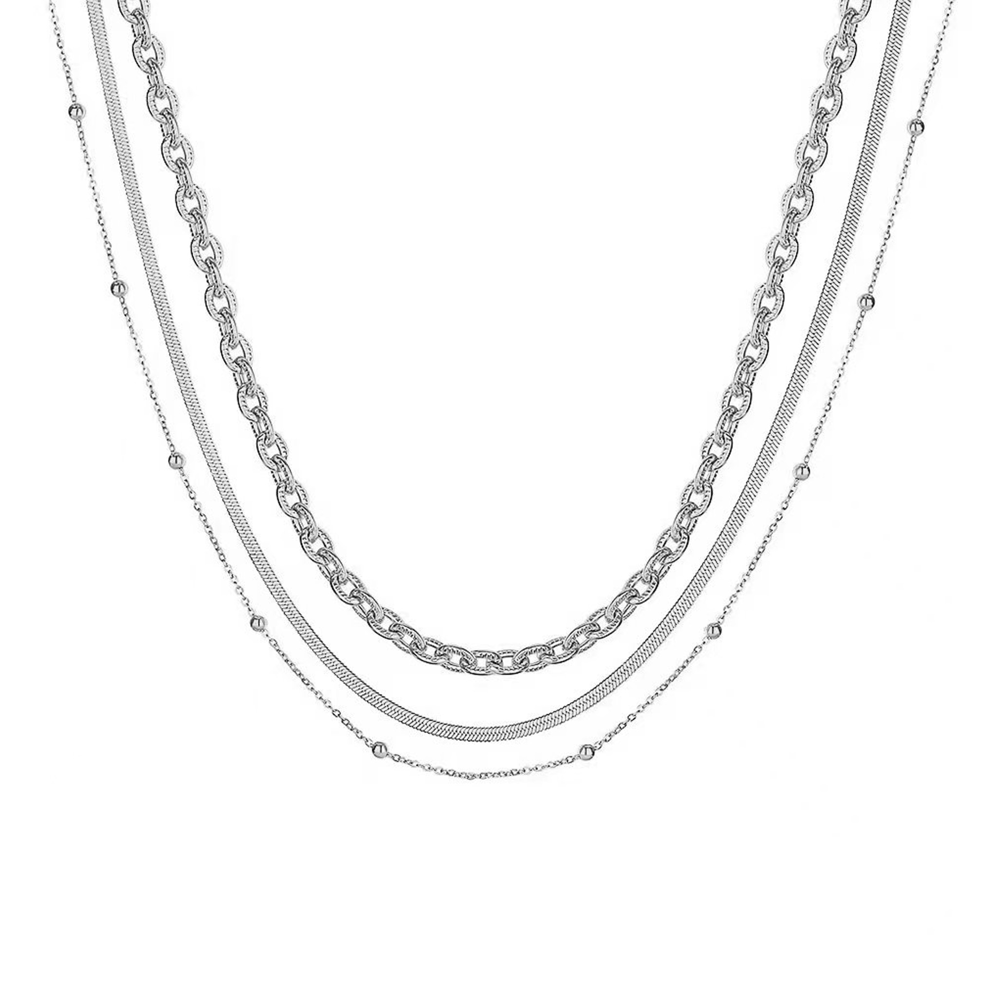 Edelstahl Layering Kette