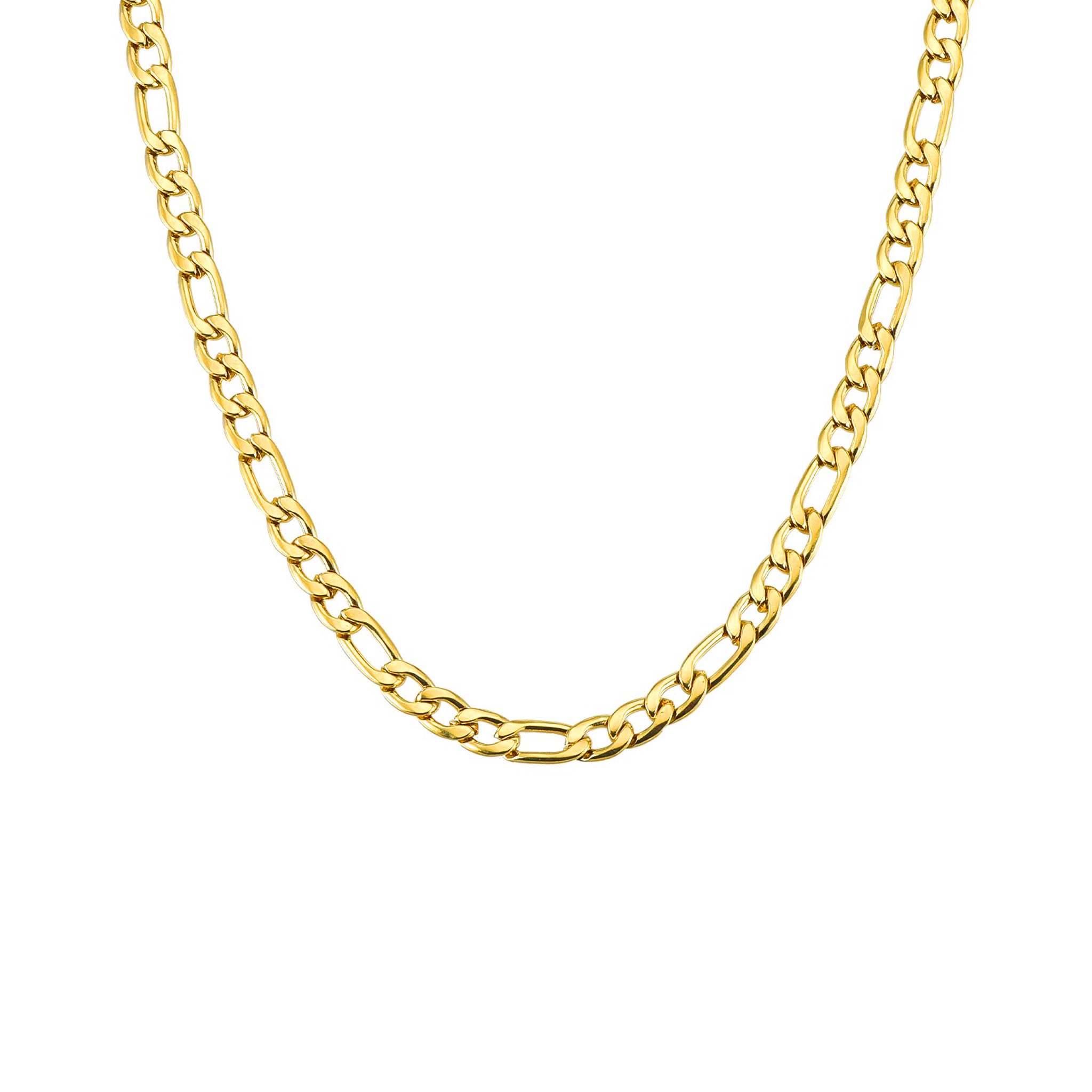 Edelstahl Figaro-Panzerkette vergoldet