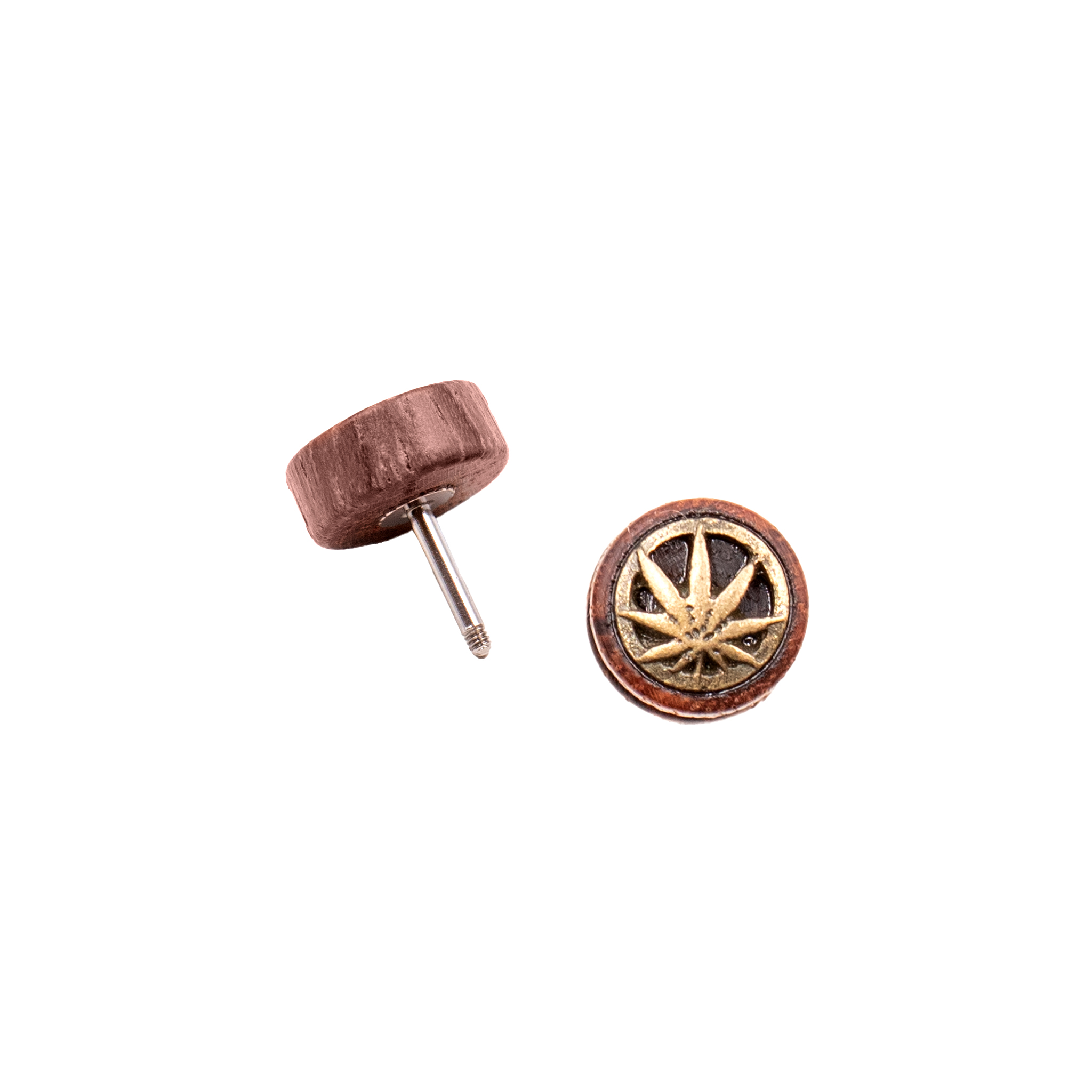 Fake Plug aus Holz "Hanfblatt"