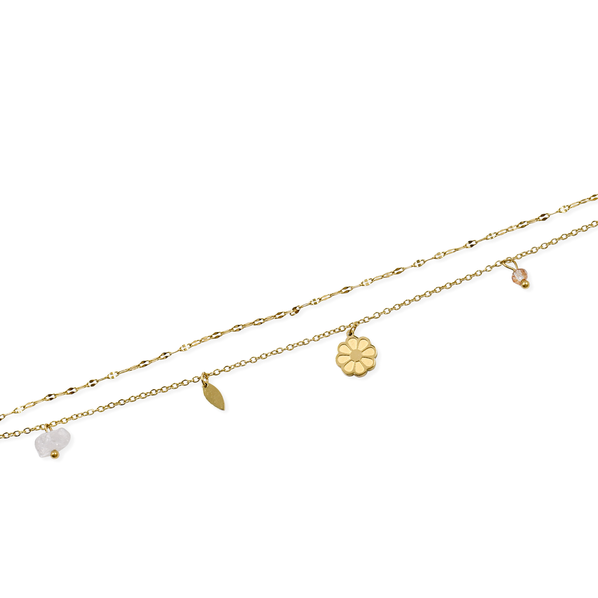 Edelstahl Fußkette "Blume"