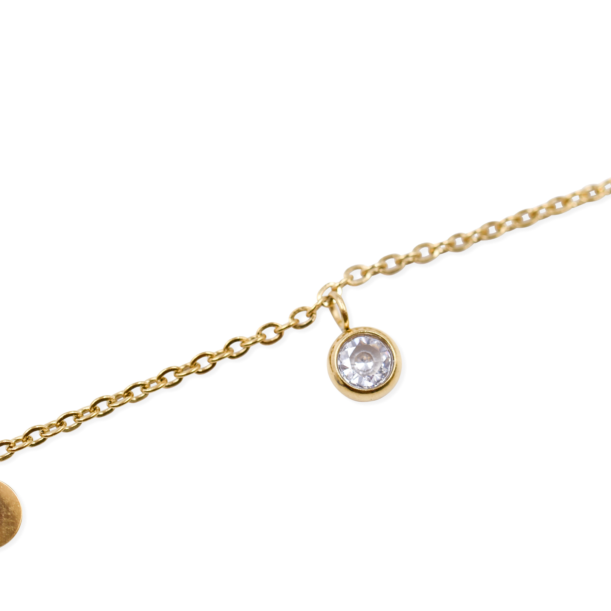 Edelstahl Fußkette mit Kristallstein