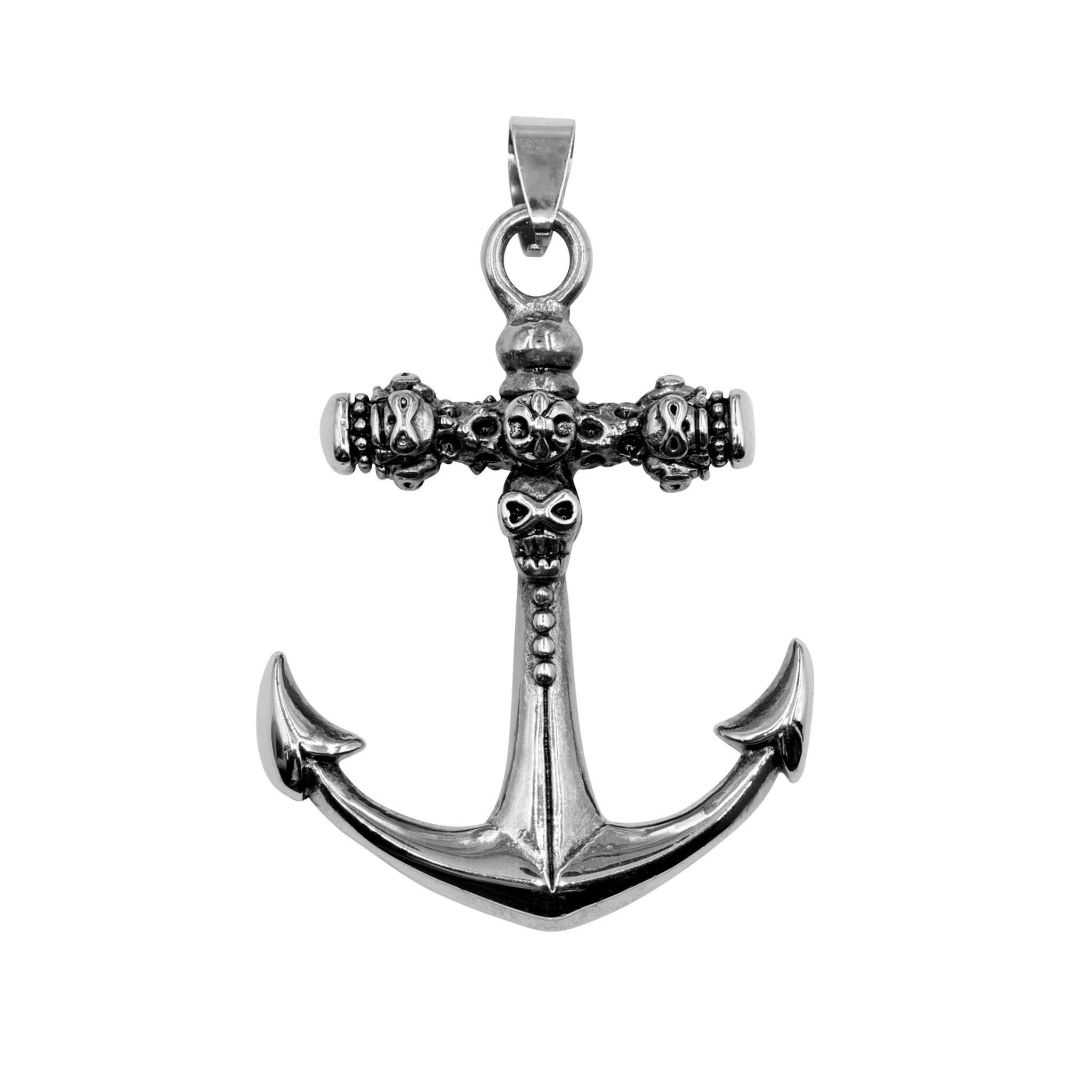 Edelstahlanhänger "Anker/Totenkopf"