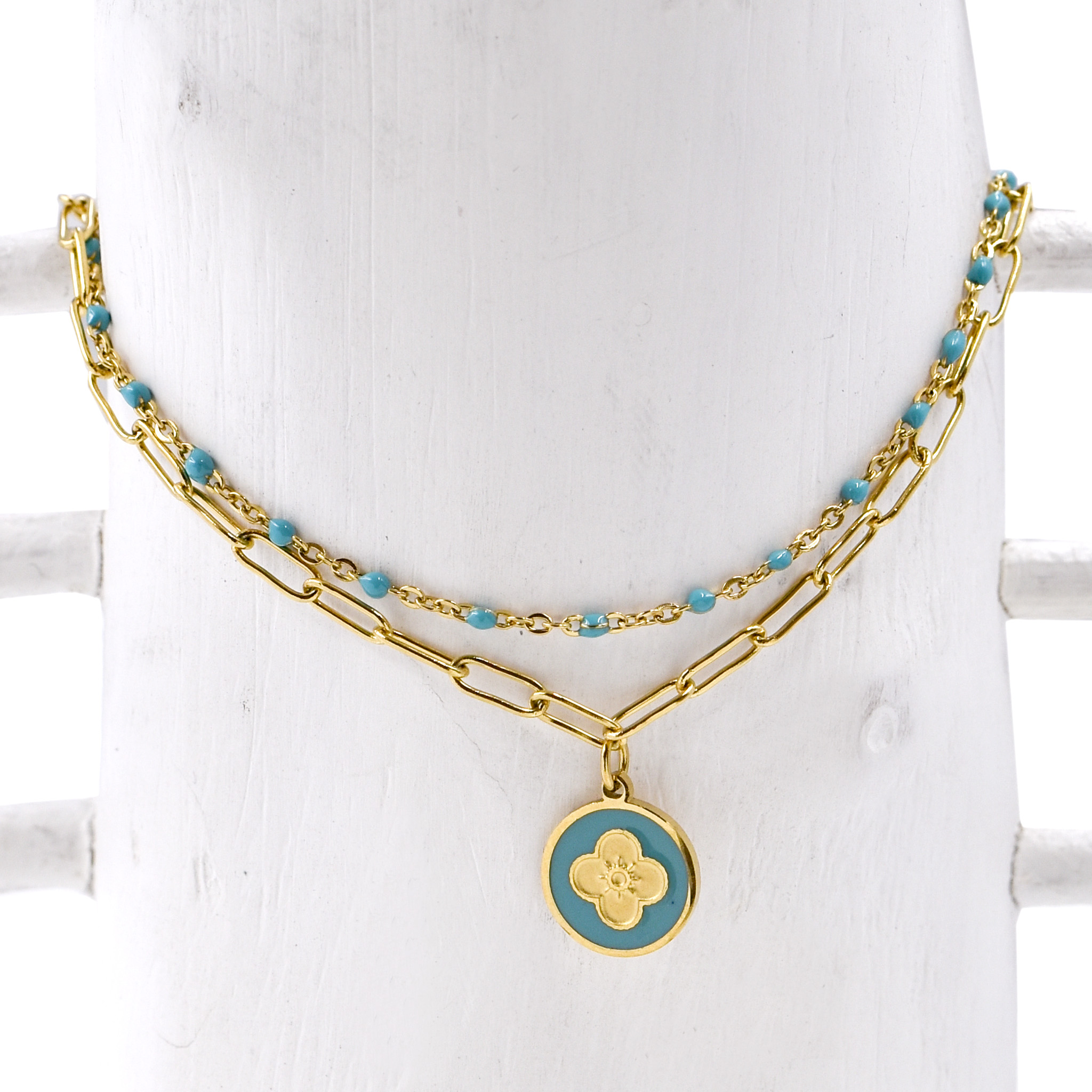 Edelstahl Fußkette "Blume"