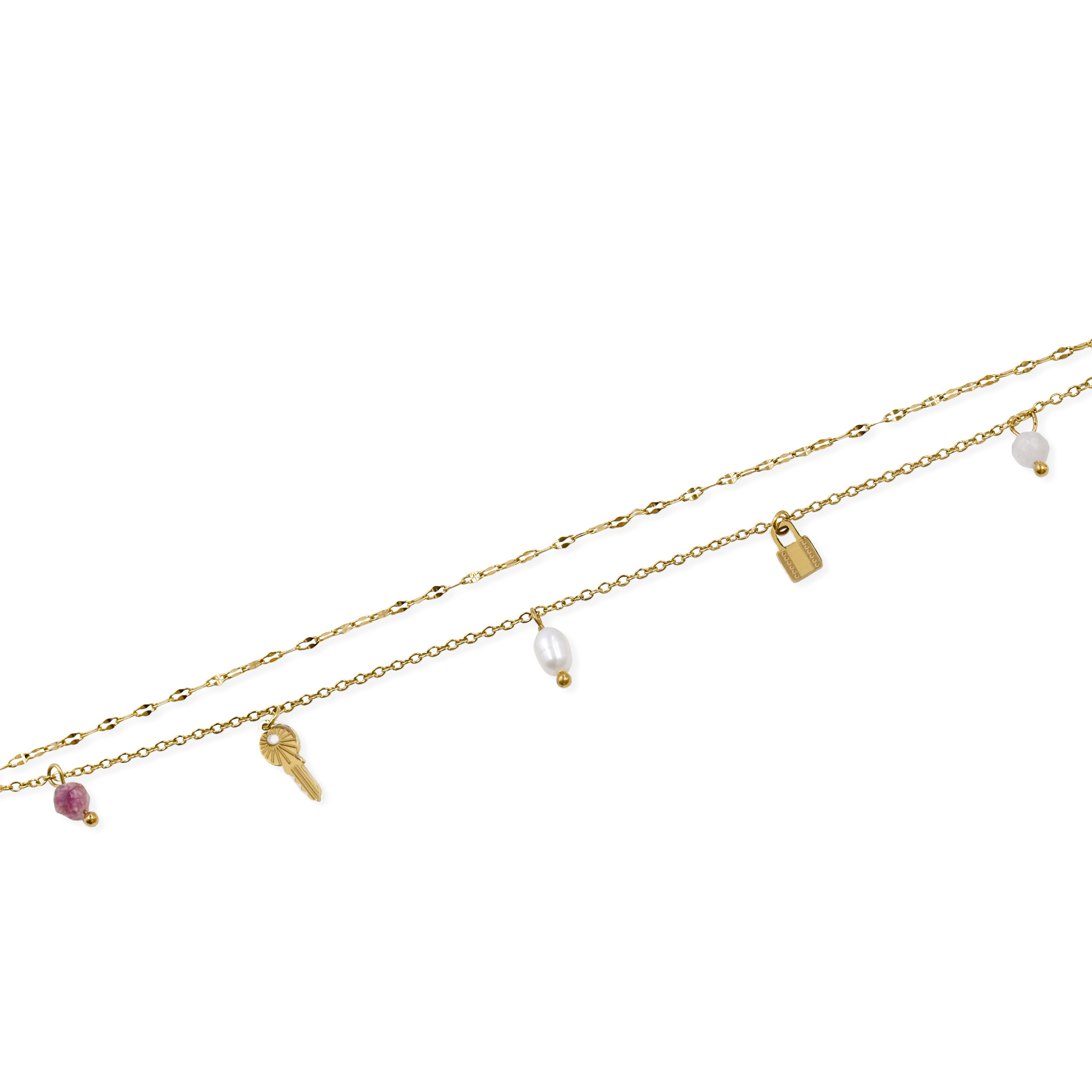 Edelstahl Fußkette "Schlüssel & Schloss"