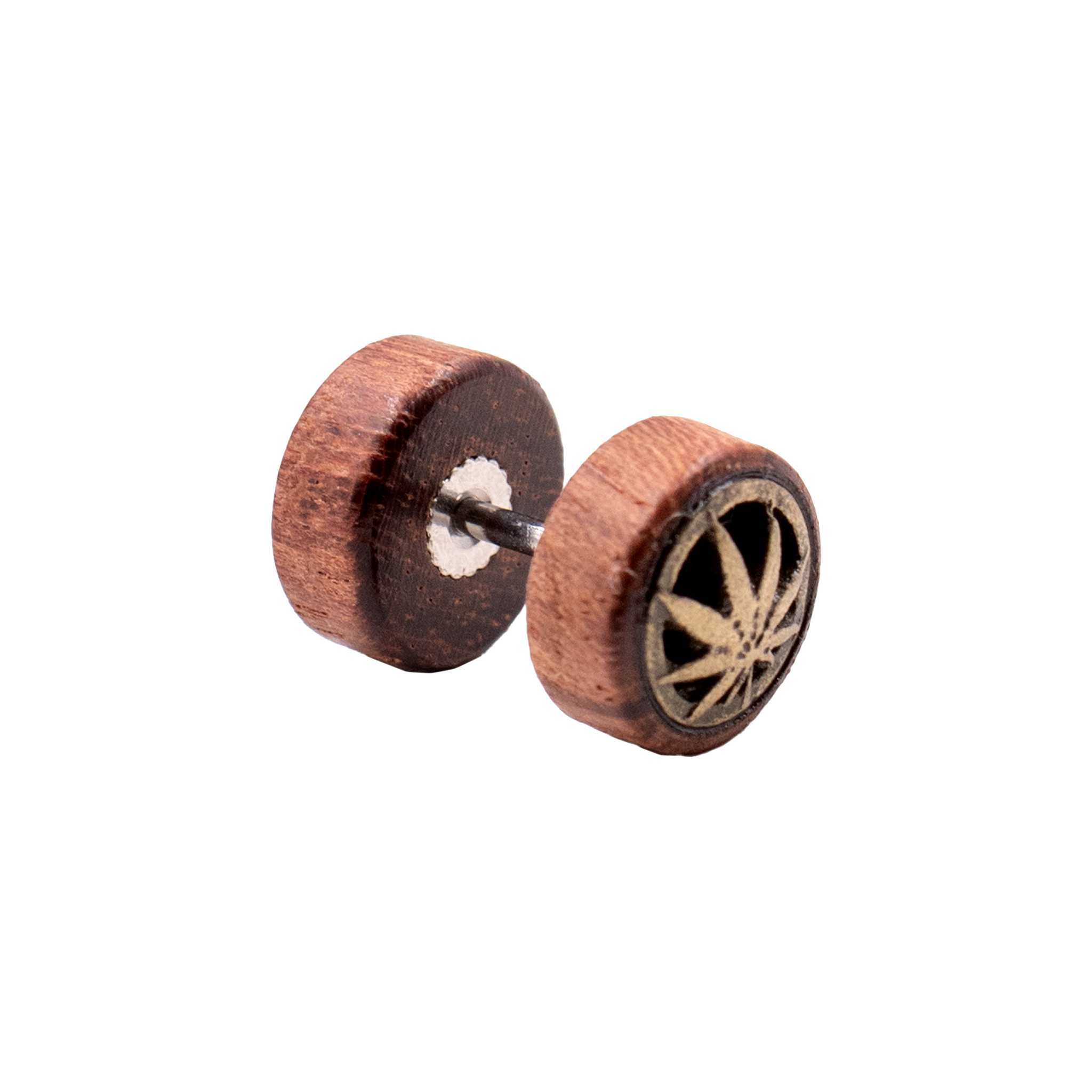 Fake Plug aus Holz "Hanfblatt"