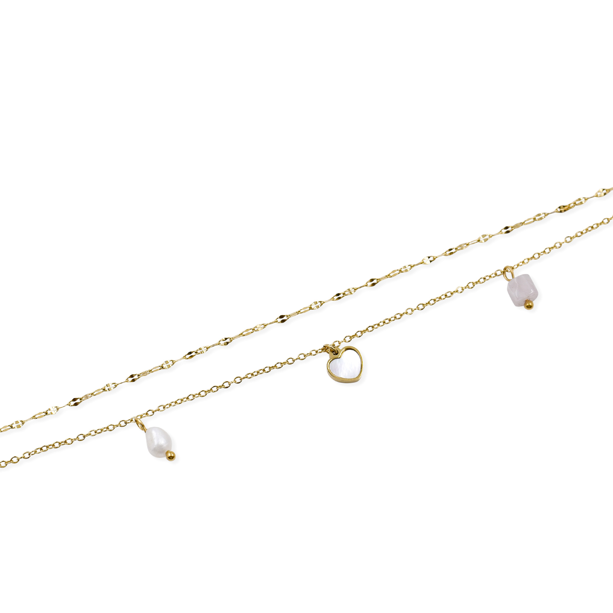 Edelstahl Fußkette "Herz"