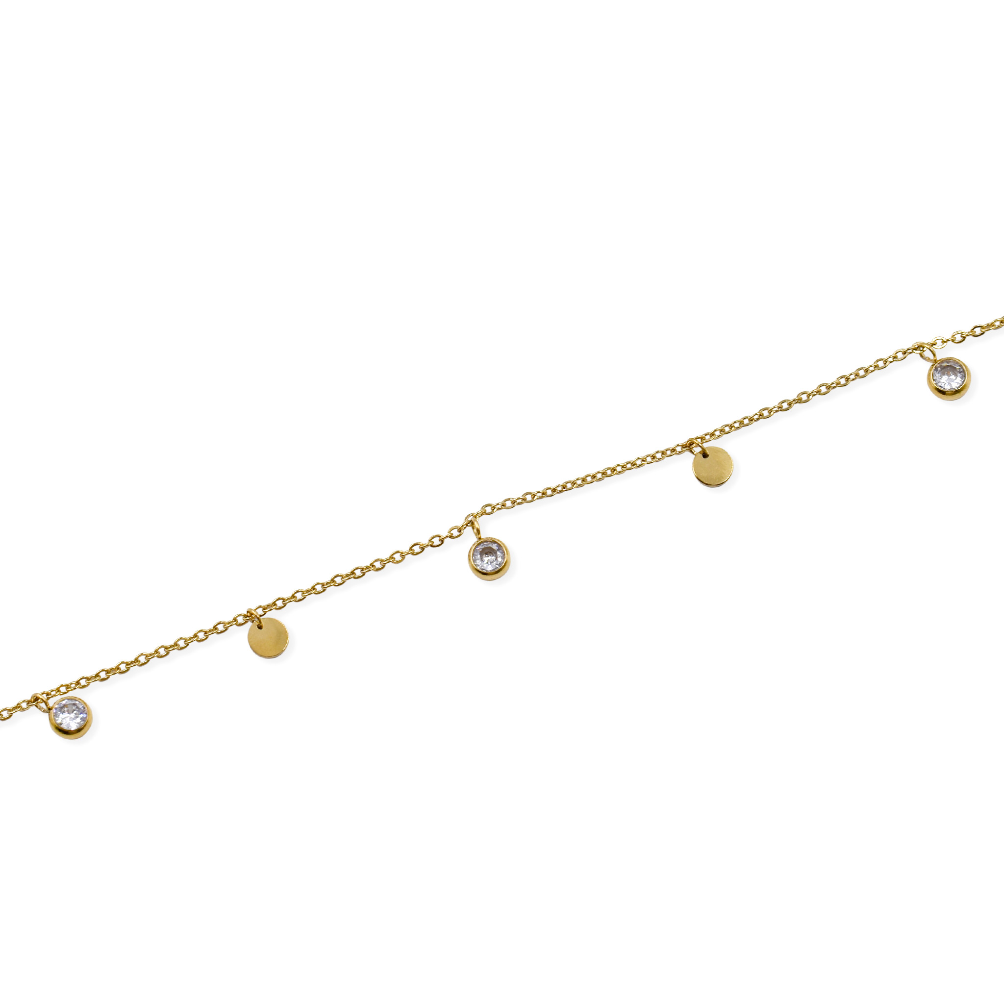 Edelstahl Fußkette mit Kristallstein