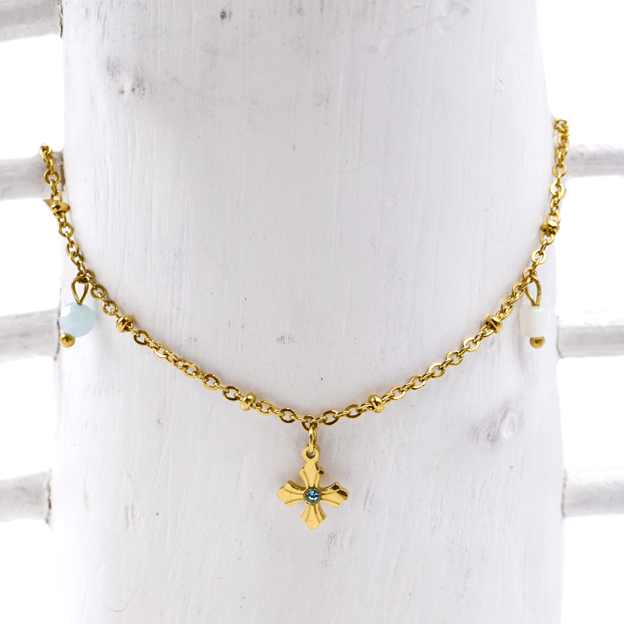 Edelstahl Fußkette "Byzantinisches Kreuz"