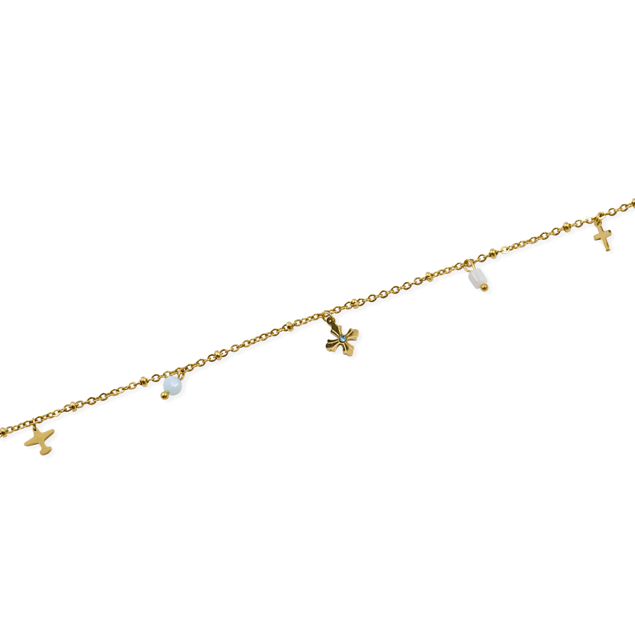 Edelstahl Fußkette "Byzantinisches Kreuz"